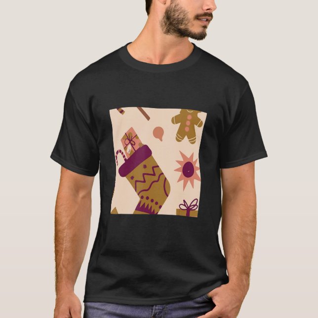 Camiseta Vintage Christmas Socks Wrap Pattern Funny (Anverso)