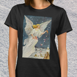 Camiseta Vintage Christmas Victorian Angel con estrellas Ro