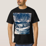 Camiseta Vintage Christmas, Winter Snow Mountain Paisaje<br><div class="desc">Ilustracion de época Victorian Era Merry diseño navideño con un paisaje nevado de invierno. Árboles y montañas cubiertas de nieve con un pueblo a lo lejos al amanecer. ¡Felices fiestas y saludos de temporada!</div>