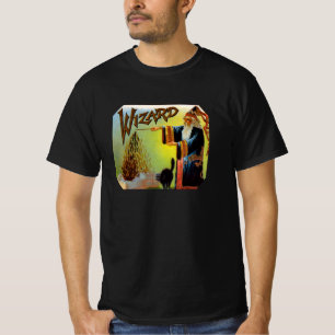 Camiseta Vintage Cigar Label Art, Wizard with Black Cat