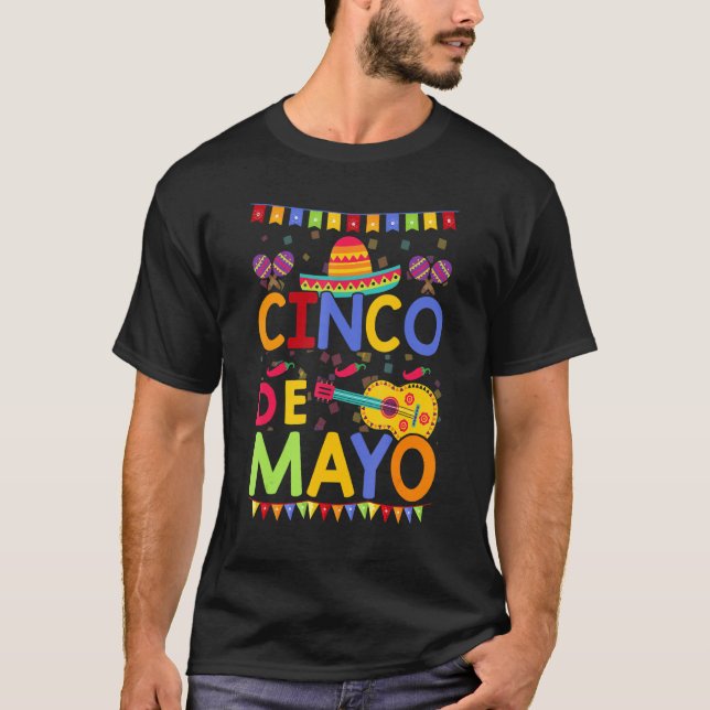 Camiseta Vintage Cinco De Mayo México Guitar (Anverso)