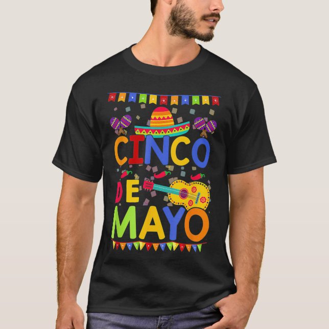 Camiseta Vintage Cinco De Mayo México Guitar Funny2  (Anverso)