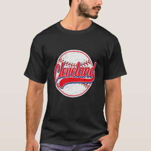 Camiseta Vintage Cleveland Cityscape Baseball Para Hombres 