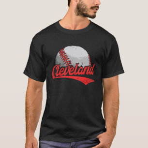Camiseta Vintage Cleveland Cityscape Baseball Para Hombres 