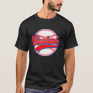 Camiseta Vintage Cleveland Cityscape Baseball Para Hombres