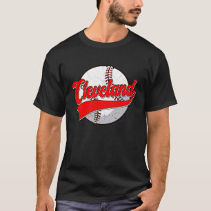 Camiseta Vintage Cleveland Cityscape Baseball Para Hombres