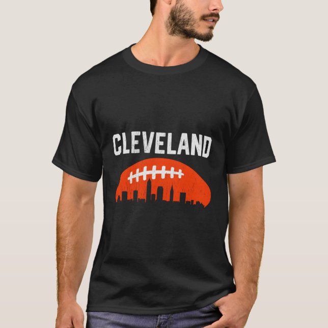 Camiseta Vintage Cleveland Football Retro Cle City Skyline (Anverso)