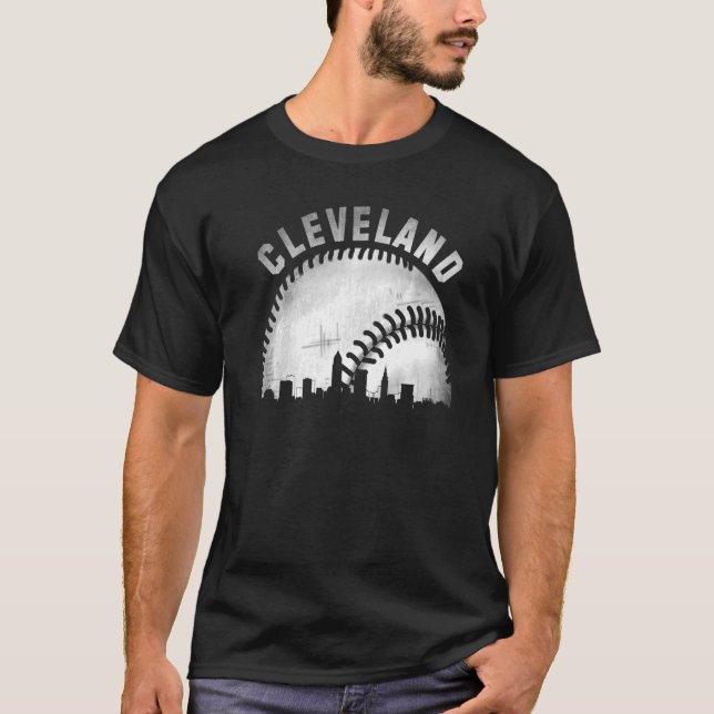 Camiseta Vintage Cleveland Skyline City Baseball (Anverso)