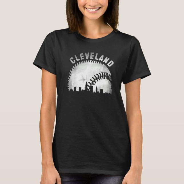 Camiseta Vintage Cleveland Skyline City Baseball (Anverso)