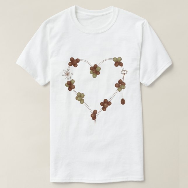 Camiseta Vintage Coffee Bean Heart Love Key (Diseño del anverso)