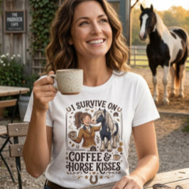 Camiseta Vintage Coffee Horse Kisses Graphic