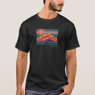 Camiseta Vintage Colorado Mountain Landscape And Flag Graph