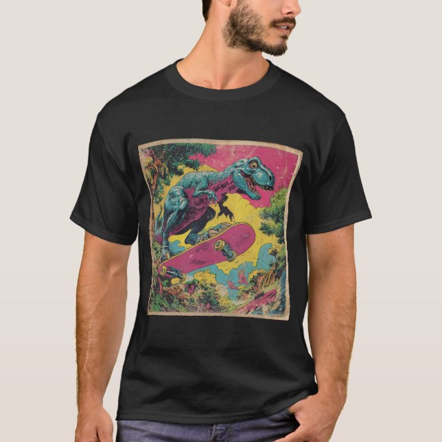 Camiseta Vintage Comic T-Rex Skater (Anverso)