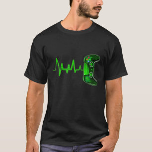 Camiseta Vintage Computer Green Code Gamer Heartbeat Video