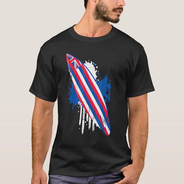 Camiseta Vintage con bandera hawaiana - Surf (Anverso)