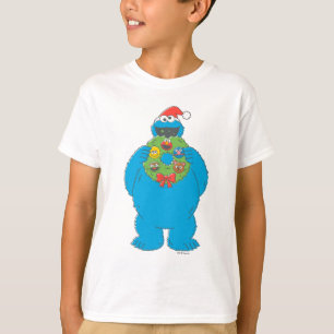 Camiseta Vintage Cookie Monster Navidades Wreath