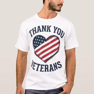 Camiseta Vintage Corazón Patriótico Gracias Vetera