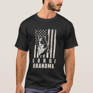 Camiseta Vintage Corgi Dog Abuela Bandera Americana Regalos