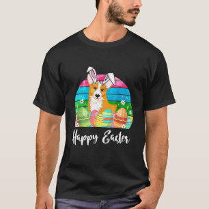 Camiseta Vintage Corgi Mom Costume Cute Easter Bunny Eggs