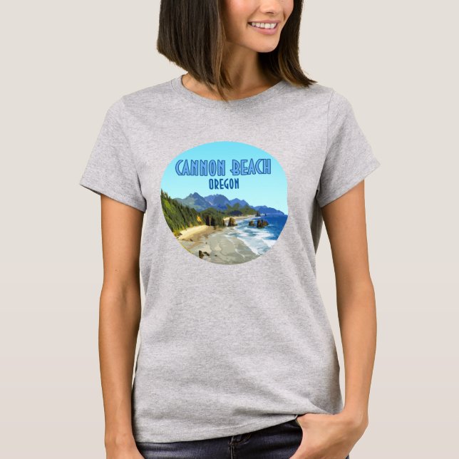 Camiseta Vintage costero de Cannon Beach Oregon (Anverso)