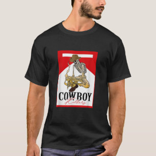 Camiseta Vintage Cowboy Skull Fumar Cigarrillo Rodeo Retro