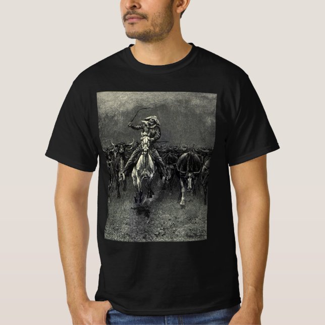 Camiseta Vintage Cowboys, una estampida de Frederic Remingt (Anverso)