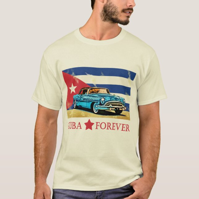 Camiseta Vintage Cuba Flag Classic Car T-Shirt (Anverso)