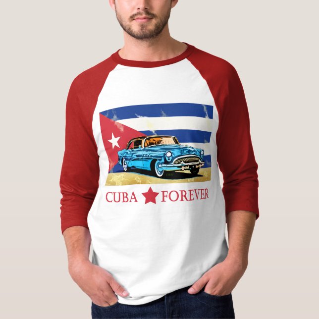 Camiseta Vintage Cuba Flag Classic Car T-Shirt (Anverso)