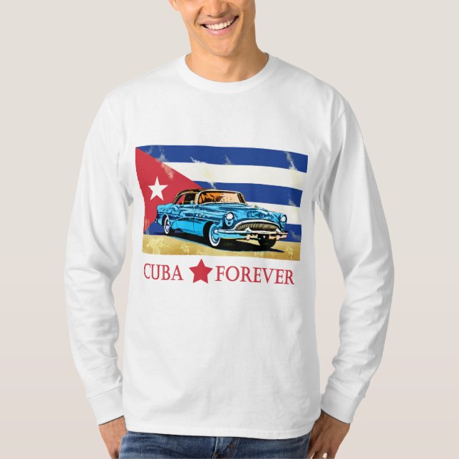 Camiseta Vintage Cuba Flag Classic Car T-Shirt (Anverso)