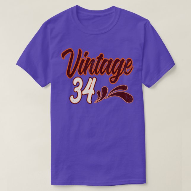 Camiseta Vintage Cumpleaños De 34 Años (Diseño del anverso)
