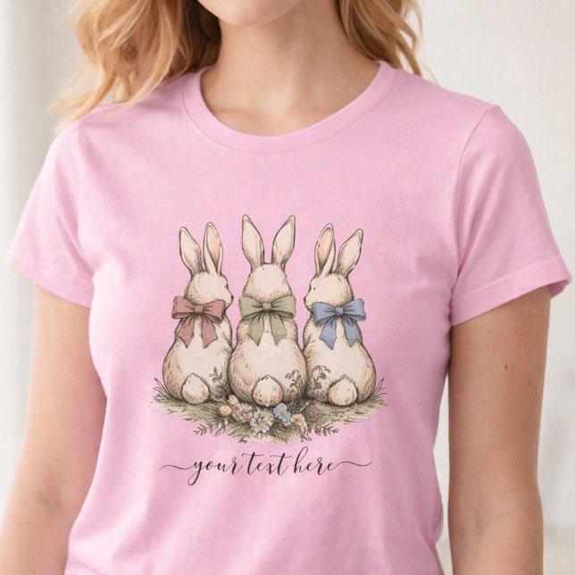Camiseta Vintage Custom Name Floral Bunny Bows  (Subido por el creador)