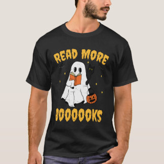 Camiseta Vintage Cute Ghost Read More Books Black Cat Bats