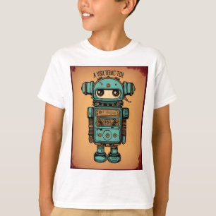Camiseta vintage cute robot radio cassette old dirty rustic
