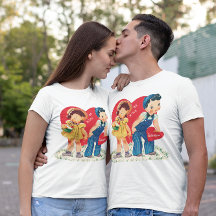 Vintage Cute Valentine's Day, Boy and Girl Hearts