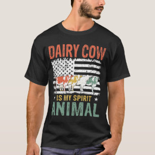 Camiseta Vintage Dairy Cow Es Mi Espíritu Animal American F