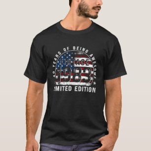 Camiseta Vintage de 40 años de edad Bandera estadounidense 