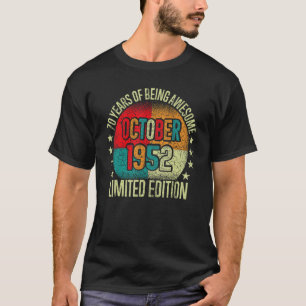 Camiseta Vintage de 70 años octubre 1952 Cumpleaños