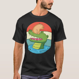 Camiseta Vintage de Animal Print Capybara Montando