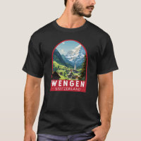 Vintage de arte de viajes de Wengen Suiza