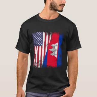 Camiseta Vintage de bandera camboyana de medio tamaño, rega
