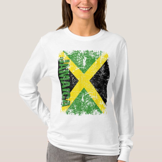 Camiseta Vintage de bandera de JAMAICA con problemas en JAM (Anverso)