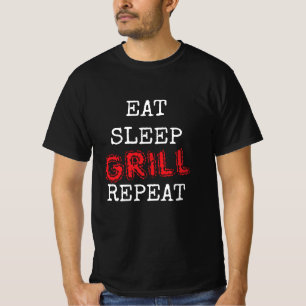 Camiseta vintage de BBQ para hombres Eat Sleep Gri