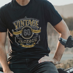 Camiseta Vintage de color negro y oro de edad avanzada a cu