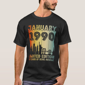 Camiseta Vintage de cumpleaños de 32 años enero 1990 32º na