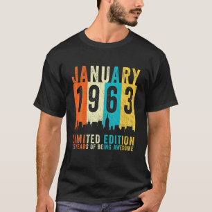 Camiseta Vintage de cumpleaños de 59 años enero 1963 Limite