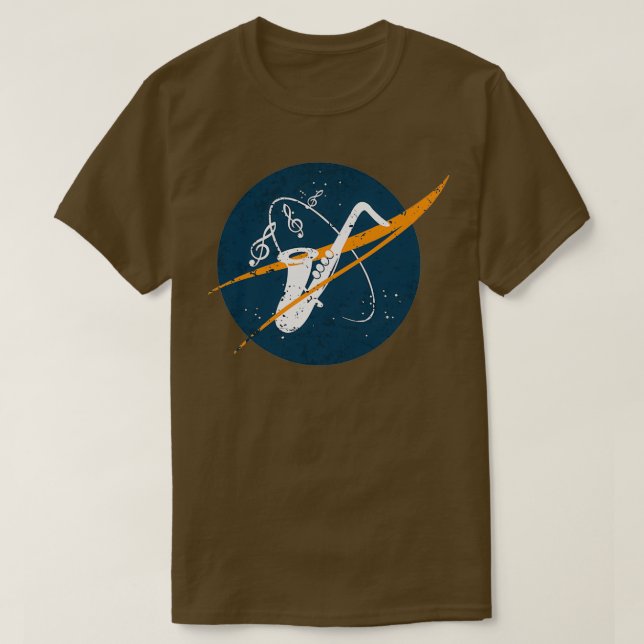 Camiseta Vintage de espacio sax (Diseño del anverso)