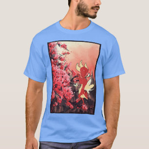 Camiseta Vintage de flor Sakura con flores de frambuesa jap
