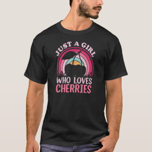 Camiseta Vintage de fruta de cerezo sólo un Chica que ama a
