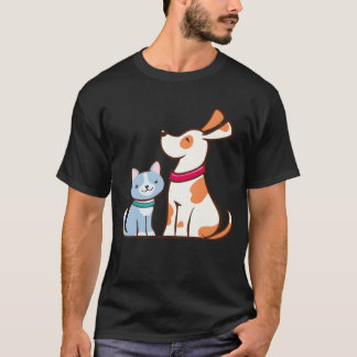 Camiseta Vintage de gato y perro