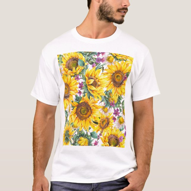 Camiseta Vintage de girasol: florecimiento amarillo veranie (Anverso)